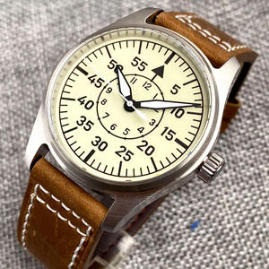 39mm 20bar Diver Vintage Pilote Montre Mécanique Hommes S NH35 movt <span class=keywords><strong>Crème</strong></span> Cadran Blanc Vert Super Lumineux Rétro Cadeau Horloge - Product Image 5