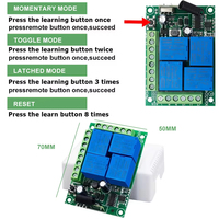 Relais à contact sec 433 MHz AC 110V 220V Télécommande Module de relais 4 canaux Récepteur 4B Émetteur pour porte de garage Moteur de portail Lumière