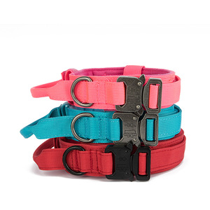 Robustes taktisches Haustier halsband Verstellbares Hochleistungs-Nylon-Hunde halsband mit Metalls chnalle und Griff für mittelgroße Hunde - Product Image 1