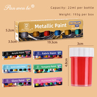6 PCS 22ml(0.75 US Fl Oz) Tissu Verre Métallique Peinture Premium Peinture Fluorescente Peinture Artistes Acrylique Aquarelles Pigment Set