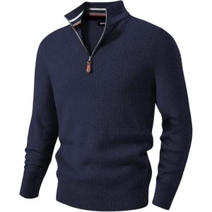 Custom Men's Casual <b>Quarter</b> <b>Zip</b> Pullover <b>Sweater</b> Long Sleeve Fall Knit with Anti-Wrinkle Feature and Pattern Decoration - Product Image 4