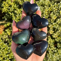 Cœurs en cristal naturel fantaisie en gros, obsidienne arc-en-ciel en forme de cœur pour la décoration