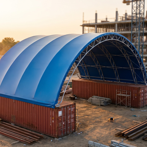 Bâtiment dôme industriel en métal et PVC 40x60 pieds, certifié CE - Résistance au vent 110 km/h, résistance à la neige 0,5 KN/m² pour entrepôt de stockage intensif et <span class=keywords><strong>garage</strong></span> automobile - Product Image 6
