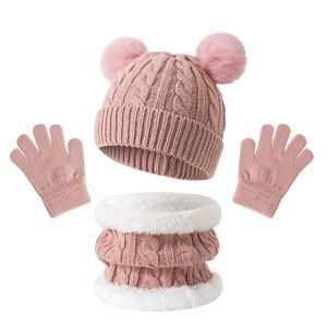 Ensemble Bonnet, Écharpe et Gants <span class=keywords><strong>d</strong></span>'<span class=keywords><strong>Hiver</strong></span> pour Enfants, Unisexe, en Tricot Chaud avec Boutons, Mitaines pour Tout-Petits, Cache-Cou, Motif Jacquard Uni pour le Ski - Product Image 5