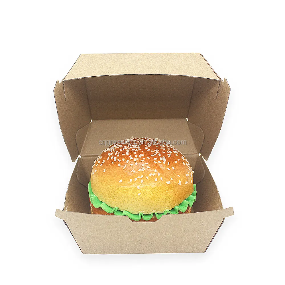 Kunden spezifisch bedruckte Burger-Verpackungs boxen Wellpappen-Hamburger-Box Verpackung Kraftpapier-Burger-Box