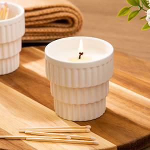 Porte-bougie cylindrique en céramique de style nordique, vide, pour usage domestique, cadeau, DB2861 - Product Image 4