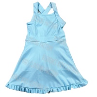 Robe Active Superposée en Maille Imprimée Vintage pour Filles DH ODM, Débardeur Sans Manches en Polyamide et Tulle Bleu Clair, Tenue de Fête pour Tout-Petits