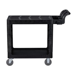 Troli Plastik Dua Lapis Praktis dengan Kompartemen Penyimpanan, untuk Rumah Sakit, Gudang, dan Tujuan Lainnya - Product Image 5