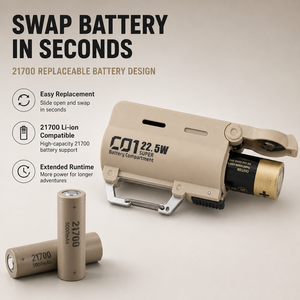 Chargeur de batterie 21700 interchangeable, batterie externe tactique robuste EDC, boîtier de batterie externe, approvisionnement en gros - Product Image 3