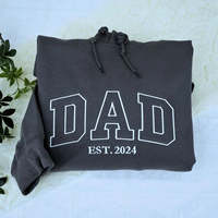 Sweat à capuche unisexe respirant personnalisé pour papa avec nom de enfant brodé, motif uni, en jersey, idéal pour l'hiver