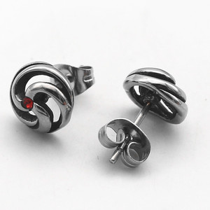 Pendientes yunnique de acero de titanio con circonita roja, diseño geométrico, joyería de moda unisex - Product Image 3