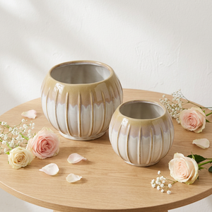 Macetas de Cerámica para <span class=keywords><strong>Suculentas</strong></span> y Kit de Macetas de Porcelana para Plantas, Diseño Nórdico Personalizado, Estilo Calabaza Antigua, Pequeñas, Esmaltadas - Product Image 6