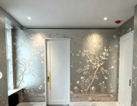 Papier peint SUNGPU classique Chinoiserie, motif floral d'oiseaux, base en feuille d'argent, pivoine rose et bleue, papillon, pour villa, hall d'hôtel