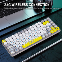 Nouveau clavier sans fil USB 2.4G à membrane 84 touches, taille 75%, motif dessin animé mignon, coloré et portable