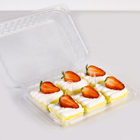 Boîte d'emballage rectangulaire jetable pour cheesecake de boulangerie, type coquille, 6 compartiments, mini-contenants en plastique de 2 pouces pour desserts et gâteaux, vente en gros