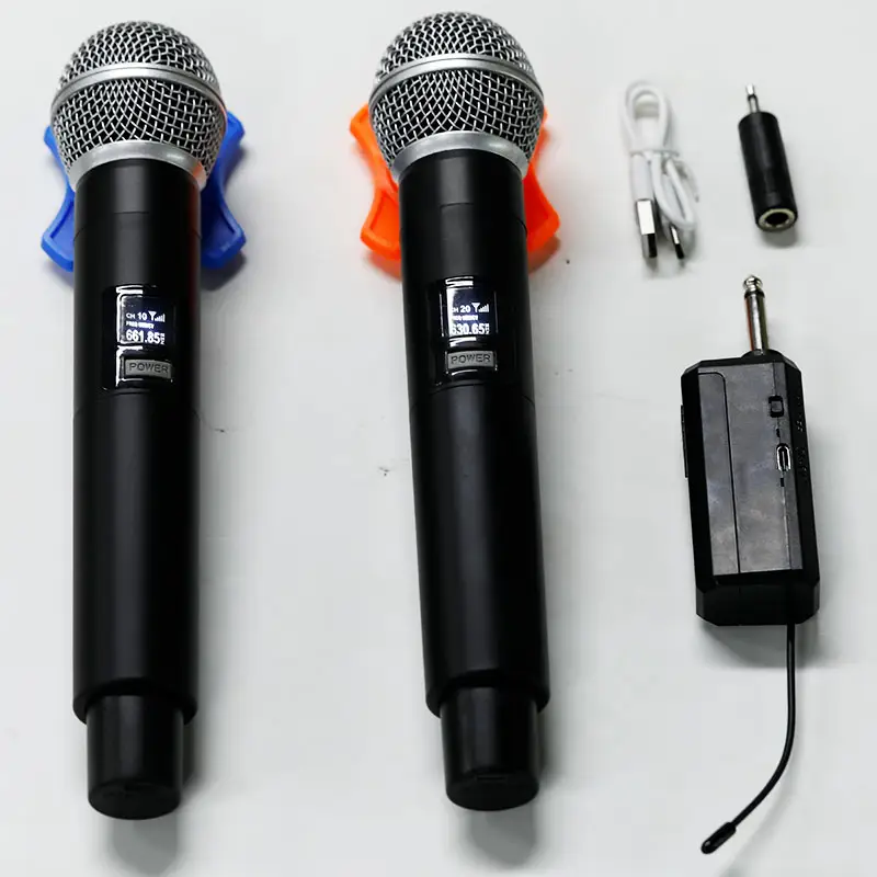전문 더블 휴대용 Microfone Sem Fio 충전식 범용 휴대용 무선 마이크 노래방