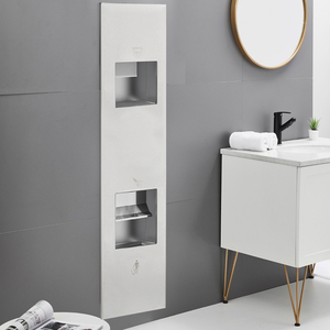 Diseño moderno de acero inoxidable tres en uno montado en la pared y cubo de basura secador de manos cuadrado para baño Hotel USO COMERCIAL - Product Image 5