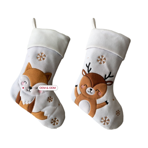 Chaussettes de Noël personnalisées pour enfants, créatives, originales, avec motif de renne, de renard, de renard polaire, de dessin animé, pour broderie - Product Image 1