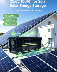 Batterie LiFePO4 24V 100Ah avec BMS intégré, cycle profond, puissance de 2560W, plus de 500 cycles pour le stockage d'énergie solaire - Product Image 5