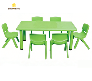 Ensemble table et chaises pour enfants en plastique moderne et coloré, ensemble <span class=keywords><strong>de</strong></span> table et chaises rectangulaires 6 places pour la maternelle et la salle <span class=keywords><strong>de</strong></span> classe - Product Image 1