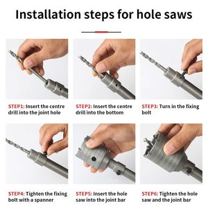 Set di Frese per Fori LAIWEI 11 Pezzi (30mm/40mm/68mm/80mm/100mm) con 3 Punte <span class=keywords><strong>SDS</strong></span>, 2 Adattatori da 300mm, Chiave Esagonale, Kit per Foratura del Calcestruzzo - Product Image 3