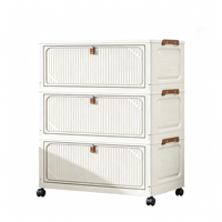 Armoire de rangement à chaussures pliable en plastique avec porte rabattable et roulettes universelles pour l'organisation des chaussures à domicile