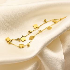 不锈钢项链简约四叶草长条小吊坠设计感链项链女性项链 - Product Image 6