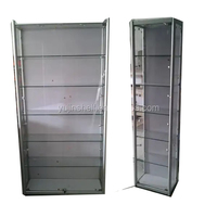 Vitrine en verre trempé avec éclairage LED, écologique, robuste, verrouillable, avec étagères réglables et fond miroir