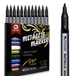 MOBEE 12pcs/set P-132 Metallic Ink Pen Set Multicolor Water-based Writing Painting Hot Sell School Kids Metallic Marker Pens