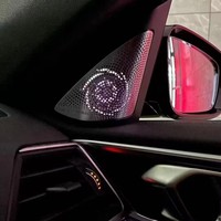 Pour BMW Série 4 G22 G23 : Plaque de couverture lumineuse de montant A, éclairage d'ambiance synchrone, cache de klaxon en acier inoxydable – Accessoires intérieurs de voiture