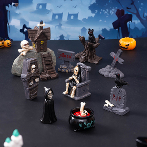 Adornos de resina para Halloween, figuras de calaveras y momias, decoración espeluznante para escritorio, decoración de mesa para el hogar para festivales de terror - Product Image 1