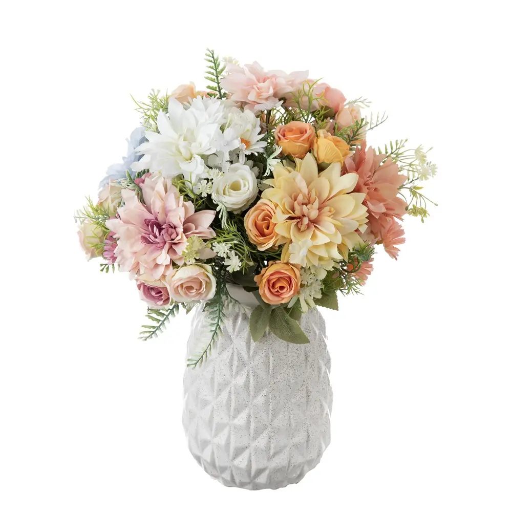 Decorative Artificial Flower Wedding Bouquet Rosas Dahlia Bunch