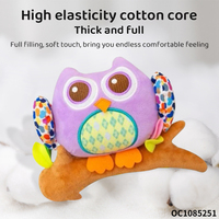 Mainan Sensorik Anti-stres Tali Tarik Hewan Musik Boneka Plush Bayi Montessori Burung Hantu Grosir untuk Bayi 0-6 6-12 Bulan
