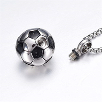Collar con Urna Conmemorativa de Balón de Fútbol Esférico de Acero Inoxidable, Impermeable, Estilo Clásico, Hecho a Mano