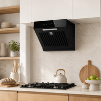 Hotte de cuisine murale intelligente avec panneau en verre, commande vocale IA et moteur en cuivre pour maison connectée