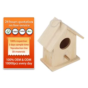 Factory custom wholesale cheap rural pastoral style natural wooden bird house