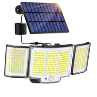 Lámpara de Pared con Sensor de Movimiento y Múltiples Cabezales, Alimentada por Energía Solar, para Exteriores, Garaje, Seguridad, Nuevo Modelo 348/428 LED