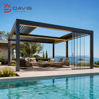Pergola pliante d'extérieur en aluminium, directement de l'usine, avec système de toit rétractable motorisé pour projets commerciaux