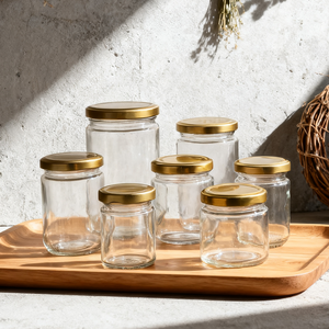 Bán Buôn Thực Phẩm Cấp Lọ Thủy Tinh 100Ml/120Ml/150Ml/240Ml/350Ml/450Ml Vòng Rỗng Rõ Ràng Thực Phẩm Mật Ong Lưu Trữ Lọ Thủy Tinh Với Mũ - Product Image 2
