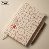 Carnet à couverture rigide en tissu à motifs géométriques personnalisés, relié et cousu, avec dorure à chaud, style minimaliste, grille de points artistique, pour notes et bullet journal