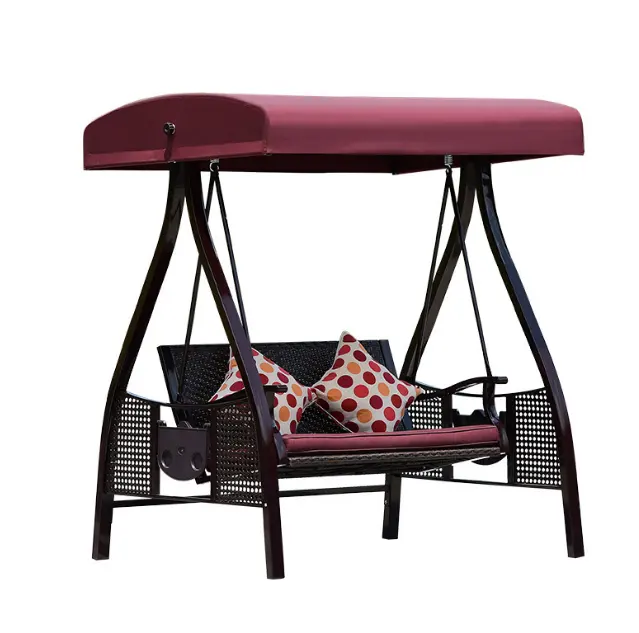 Weather Resistant Outdoor Patio Porch Double Swing Chair Garden Canopy Metal Swing
