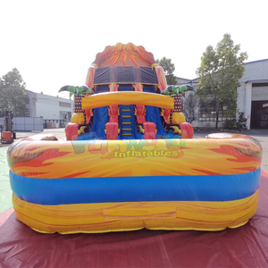 Dual lane outdoor kids party boounce house waterslide jumpers <b>inflatable</b> lava volcano <b>water</b> <b>slide</b> - Product Image 2