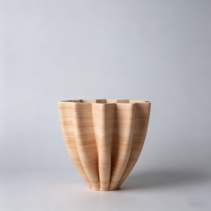 <span class=keywords><strong>Vaso</strong></span> <span class=keywords><strong>in</strong></span> Ceramica Opaca a Forma di Ventaglio Scanalato con Gradiente di Colore, Stile Wabi Sabi, Decorazione per Piano di Lavoro <span class=keywords><strong>in</strong></span> Pietra Texturizzata - Product Image 6