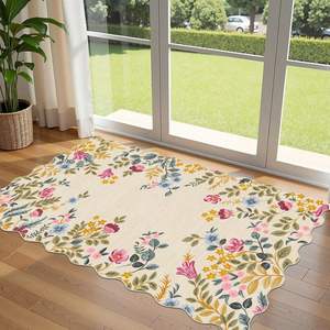 Alfombra de Entrada Rectangular de Terciopelo Cristal con Diseño Floral, Antideslizante, de Fibra de Poliéster, Resistente al Desgaste y Fácil de Limpiar - Product Image 5