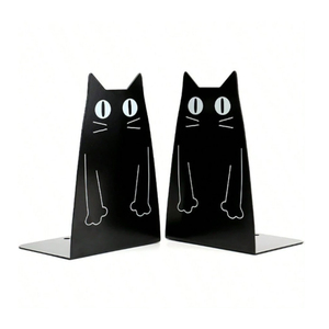 U-Shaped Cat Design Metal <b>Book</b> Ends Black + White Color Simple Modern Style Customized Size for Home Decor Storage <b>Books</b> CDs - Product Image 4