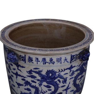 Vasi <span class=keywords><strong>di</strong></span> drago blu e bianco <span class=keywords><strong>in</strong></span> ceramica antichi dipinti a <span class=keywords><strong>mano</strong></span> antichi ornamenti a cilindro <span class=keywords><strong>in</strong></span> ceramica per la decorazione d'interni - Product Image 6