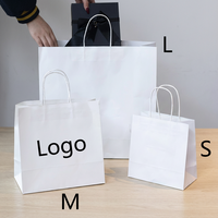 Sac en papier kraft blanc personnalisé avec poignées, écologique, de luxe, biodégradable, avec votre propre logo