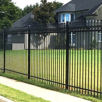 Valla de jardín de acero Valla de piquete de metal de acero de zinc moderna Galvanizado negro 6x8 Paneles de valla de acero superior plano de hierro forjado de seguridad