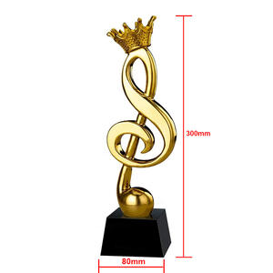 Diseño de nota de Metal Dorado de la mejor calidad, premios Base de cristal, trofeo de música, canto, violín, competición de <span class=keywords><strong>Piano</strong></span>, Premio personalizado - Product Image 2