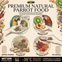WIMOW Papegaaienvoer Omega 3 Vitaminen Fruit Groenten Zaden Noten Zonnebloem Pompoen Mais 2kg Ara Afrikaanse Grijze Papegaai Bulk OEM